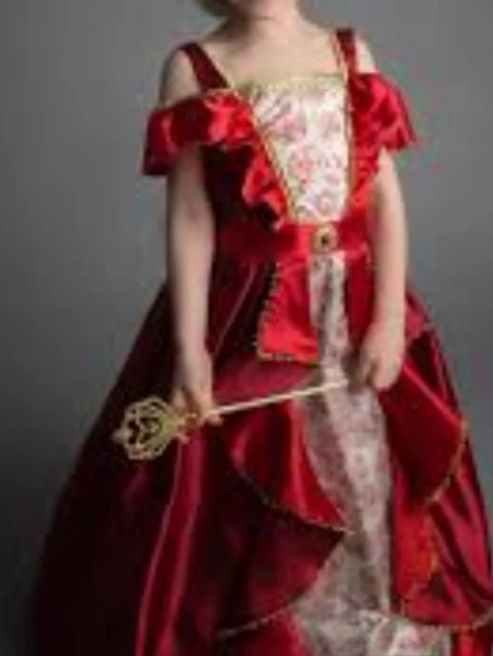 Red Velvet Princess Dress with Gold Trim